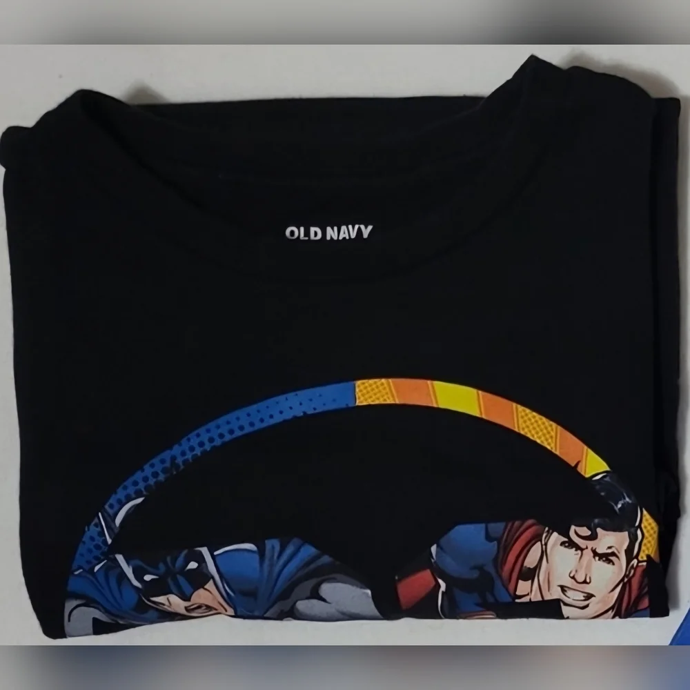 Old Navy Boys Black DC Comics Superheroes‎ Short Sleeve Tee Size XL 14-16